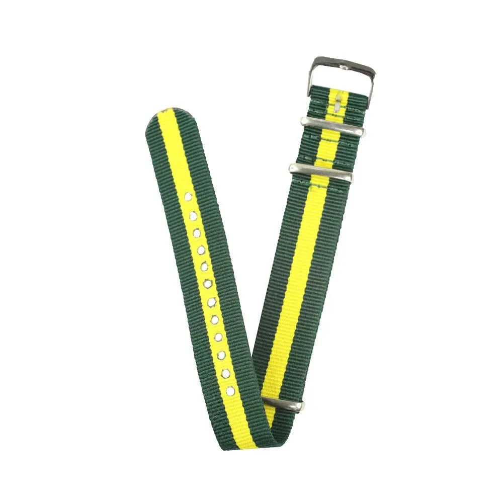20mm Fabric strap (Green/Yellow) with Silver Buckle