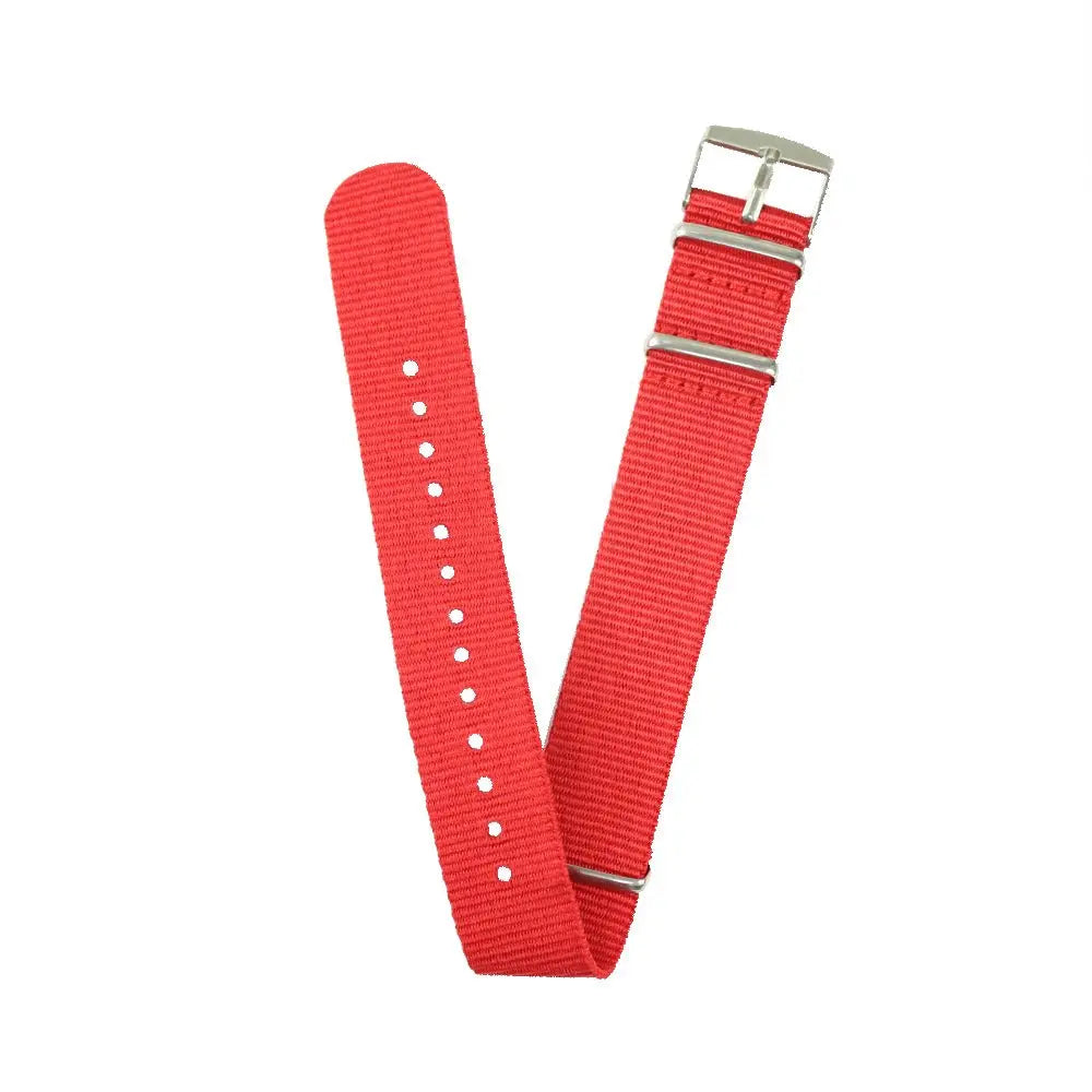 20mm Fabric strap (Red) with Silver Buckle