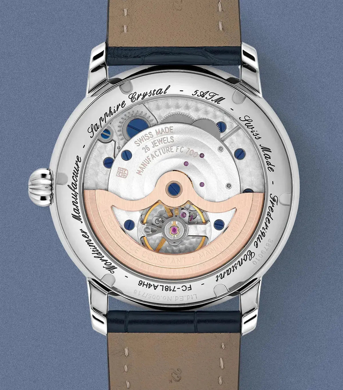 Frederique Constant Manufacture Classic Worldtimer Lapis dial 42mm FC-718LA4H6