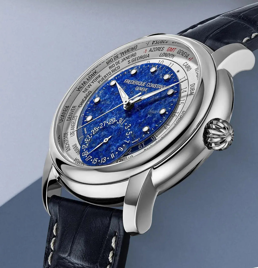 Frederique Constant Manufacture Classic Worldtimer Lapis dial 42mm FC-718LA4H6