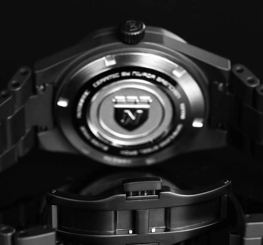 NIVADA GRENCHEN AUTOMATIC F77 BLACK CERAMIC METEORITE DIAL 37MM 68020A77