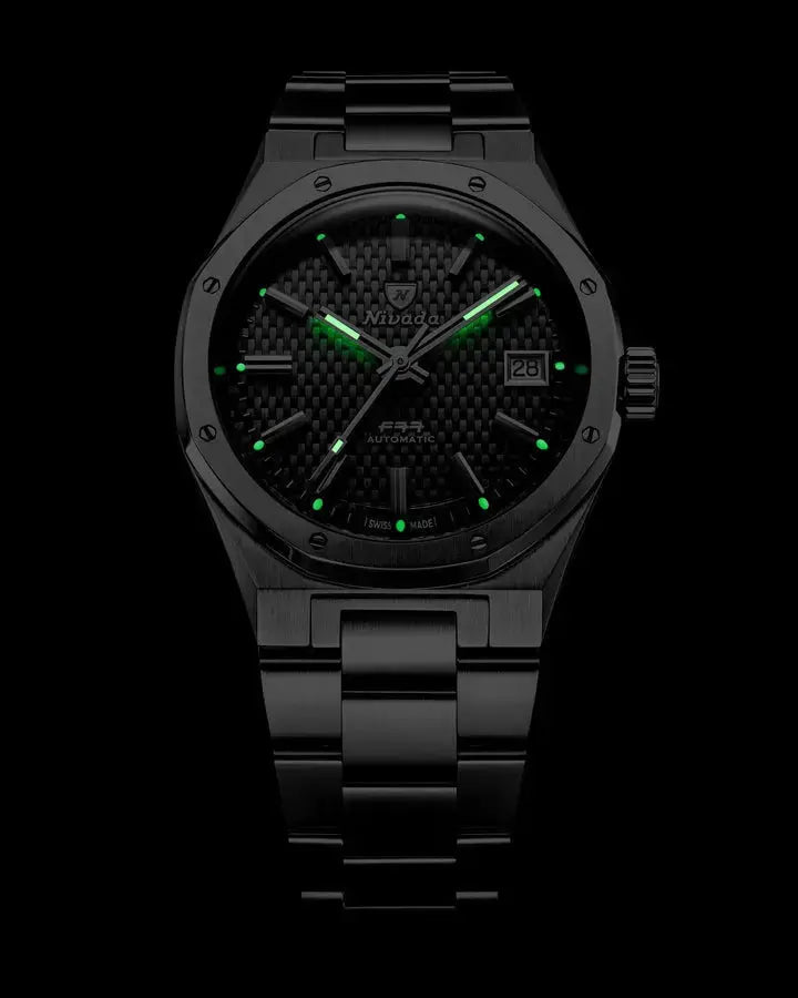 NIVADA GRENCHEN AUTOMATIC F77 GREY WEAVE 38MM 68044A77