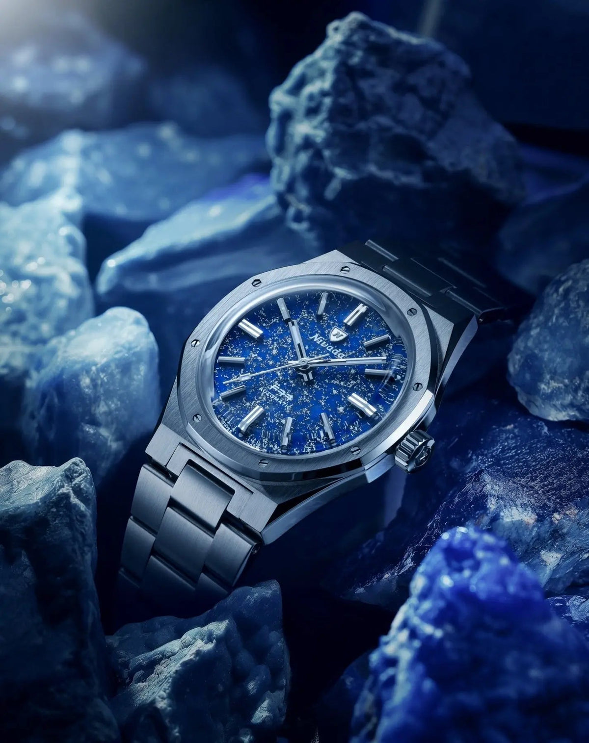NIVADA GRENCHEN AUTOMATIC F77 STAINLESS STEEL LAPIS LAZULI 37MM 68009A77