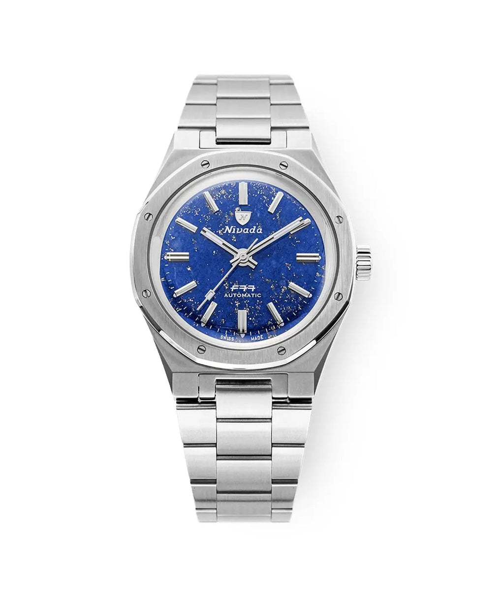 NIVADA GRENCHEN AUTOMATIC F77 STAINLESS STEEL LAPIS LAZULI 37MM 68009A77