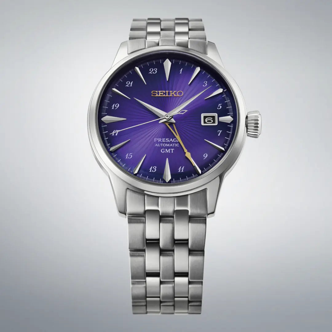 SEIKO WATCH PRESAGE COCKTAIL TIME GMT "EDO PURPLE" 145TH ANNIVERSARY LIMITED EDITION 40.5MM HCB006J1