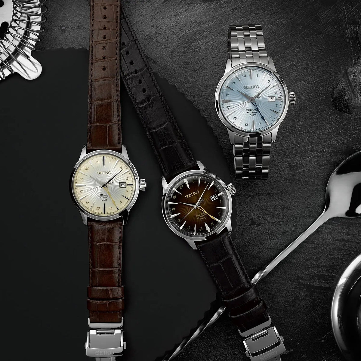 SEIKO WATCH PRESAGE ‘ACACIA’ COCKTAIL TIME GMT 40.5MM SSK041J1